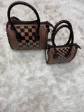 The Santa Fe Checkmate – Hand Painted Leather & Turquoise Handbag