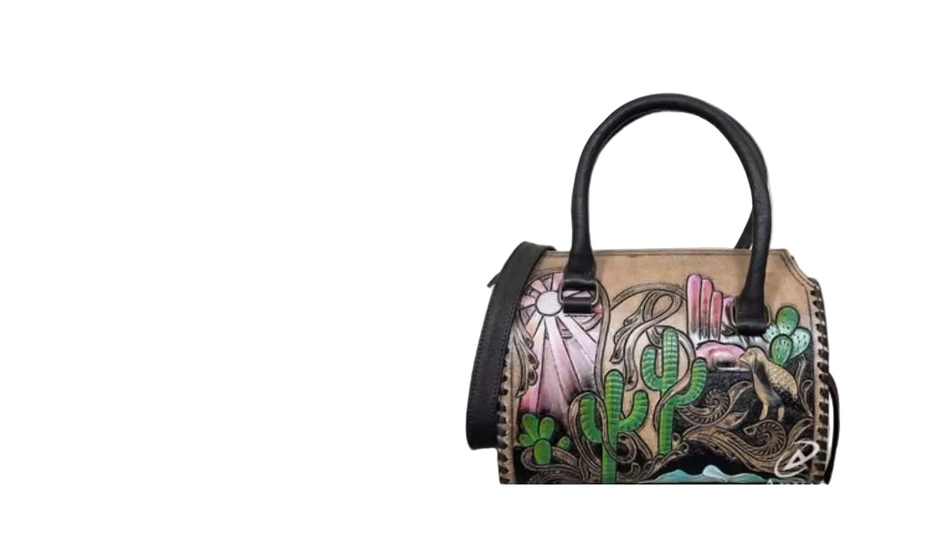 Cactus Rose Hand-Painted Western Speedy Bag