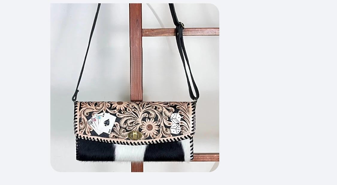Wild Card Tooled Hide Crossbody