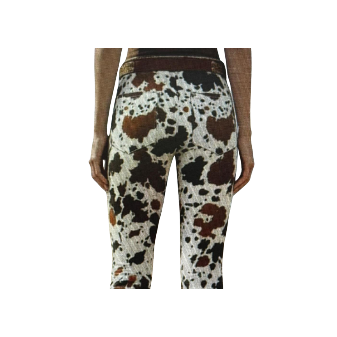 Western Cowhide Print Flare Pants – Cowgirl Boutique Statement Pants