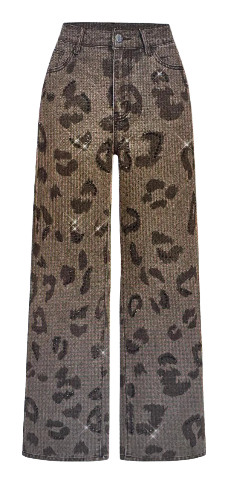 The Delilah Leopard Crystal Denim Jeans