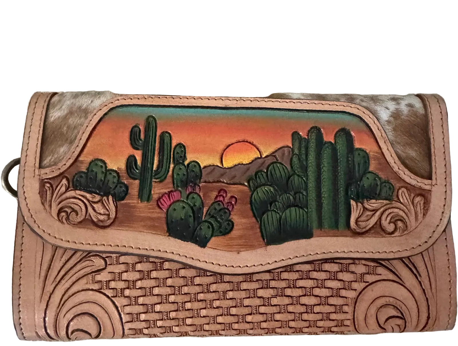 Desert Sunset Hand-Painted Leather Wallet