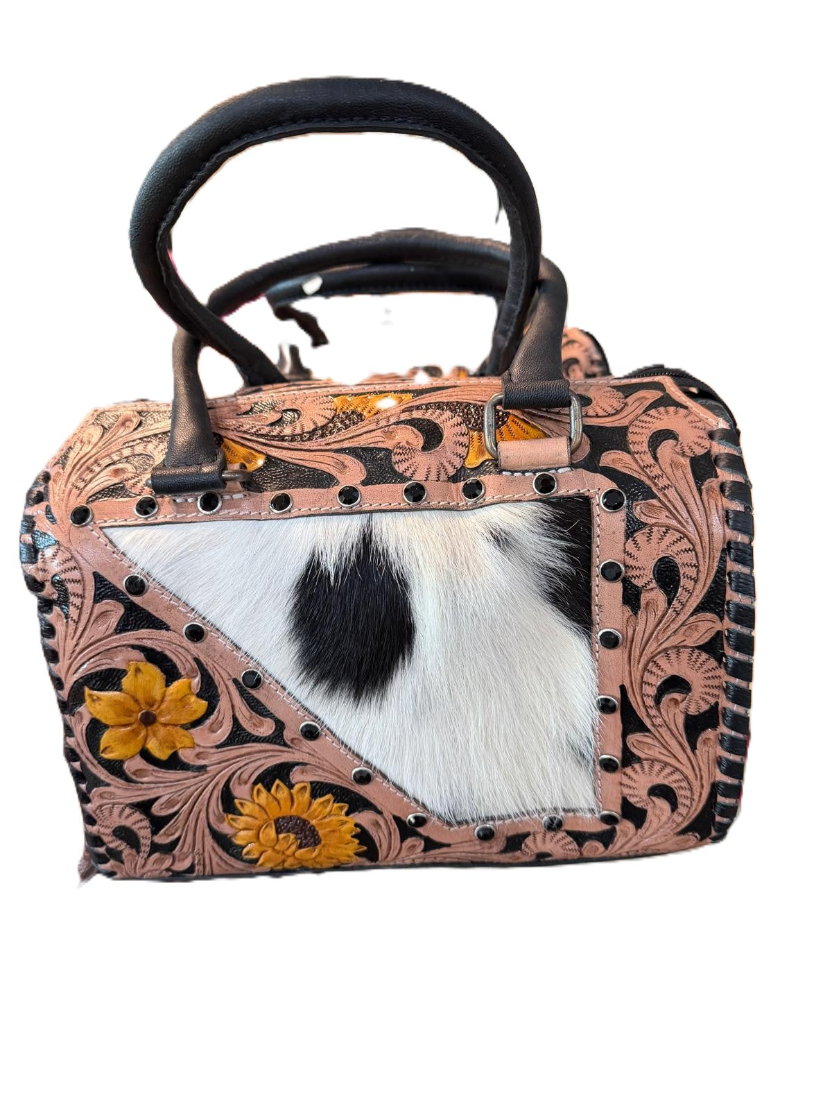 Sunflower Canyon Genuine Leather & Hair-on-Hide Speedy Handbag
