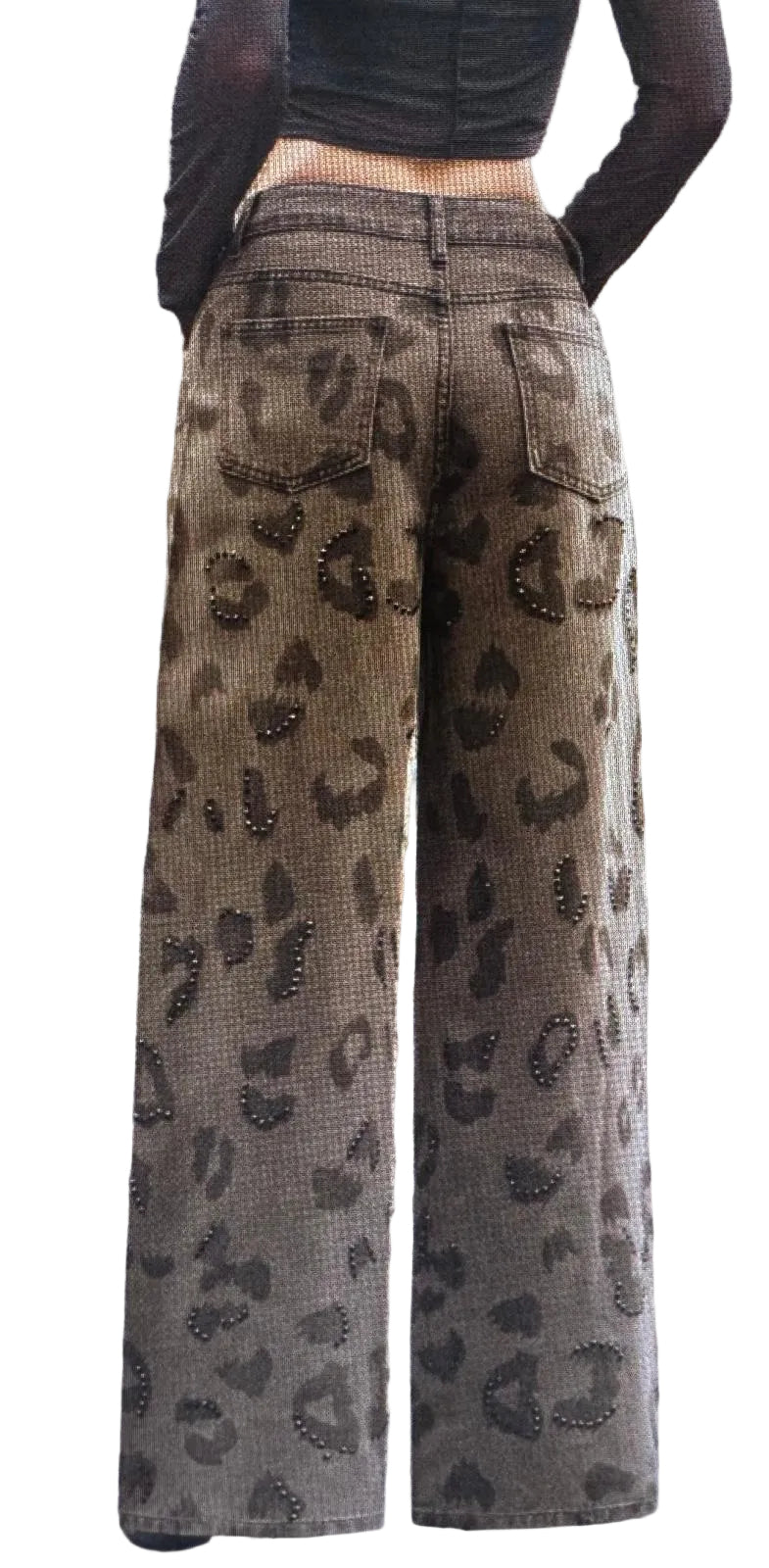 The Delilah Leopard Crystal Denim Jeans