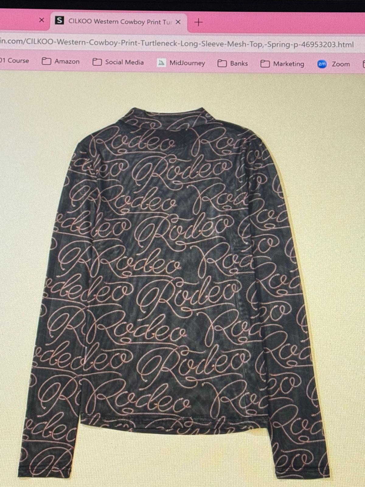 Western Rodeo Mesh Long Sleeve Top – Sheer Cowgirl Layering Shirt