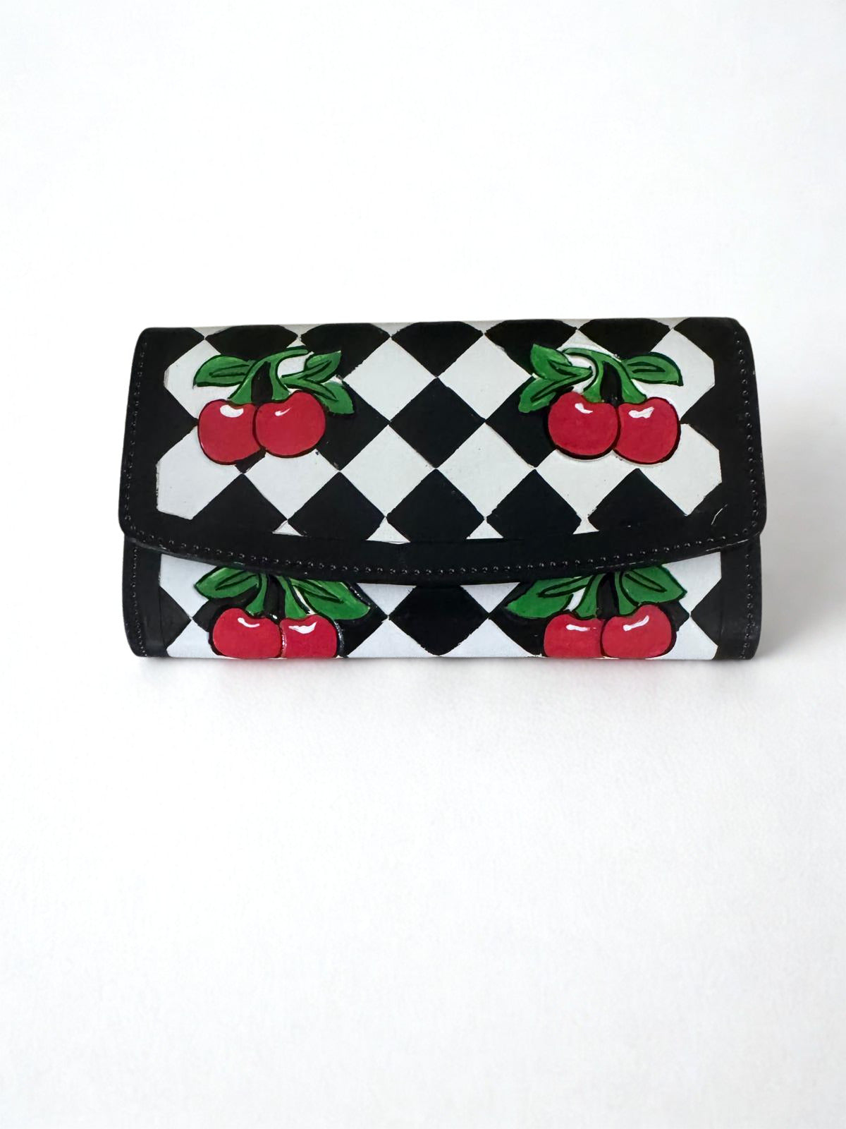 Cherry Diamond Hand-Painted Wallet