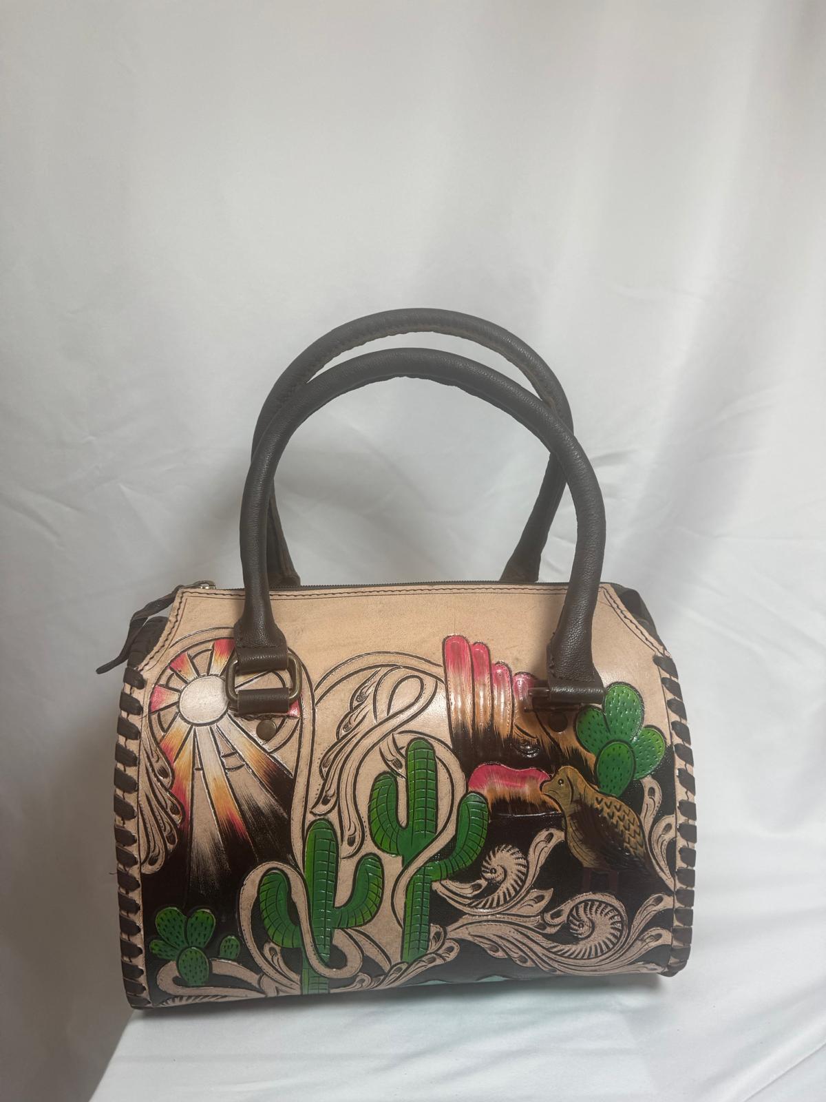 Cactus Rose Hand-Painted Western Speedy Bag