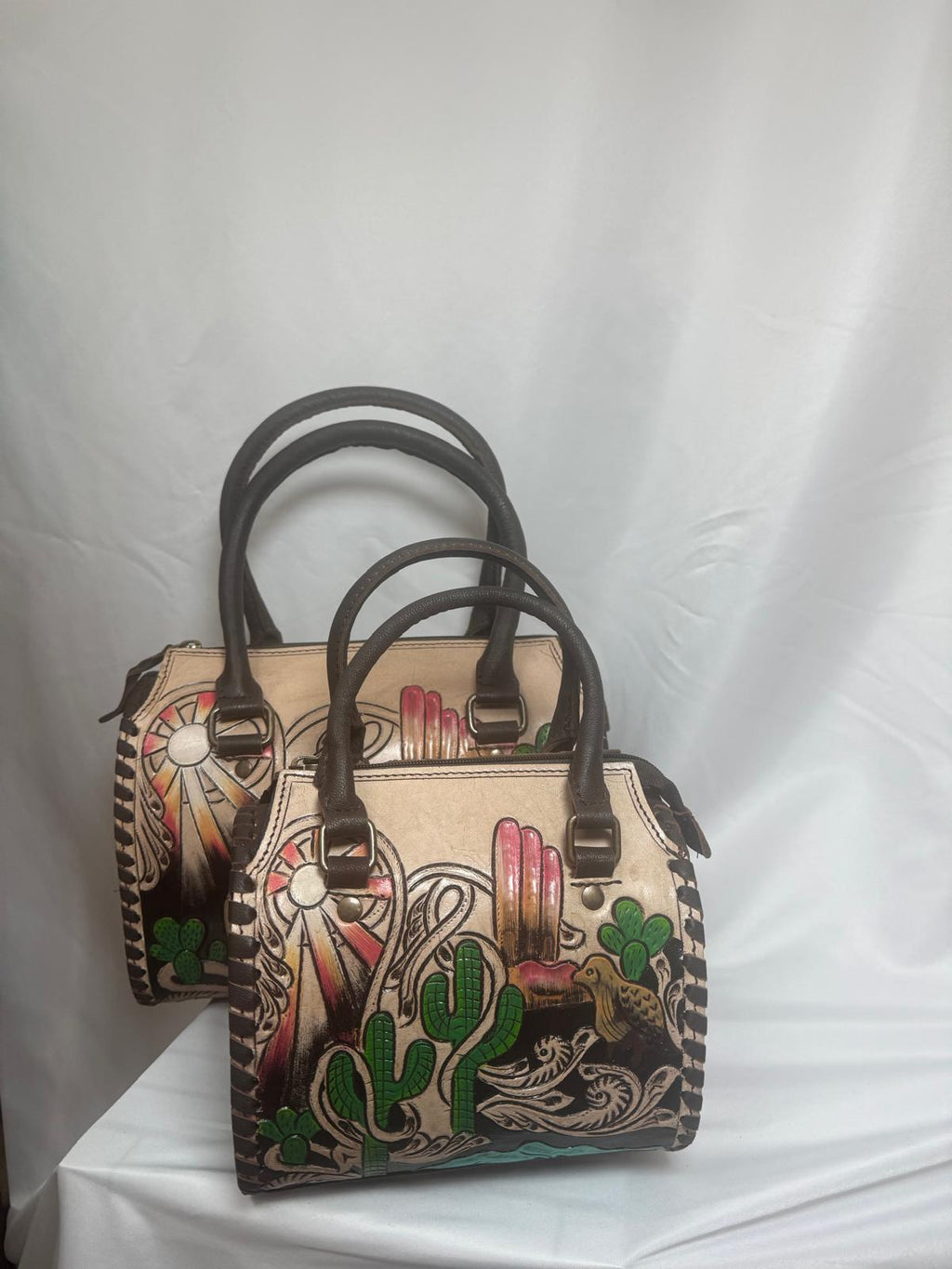Cactus Rose Hand-Painted Western Speedy Bag