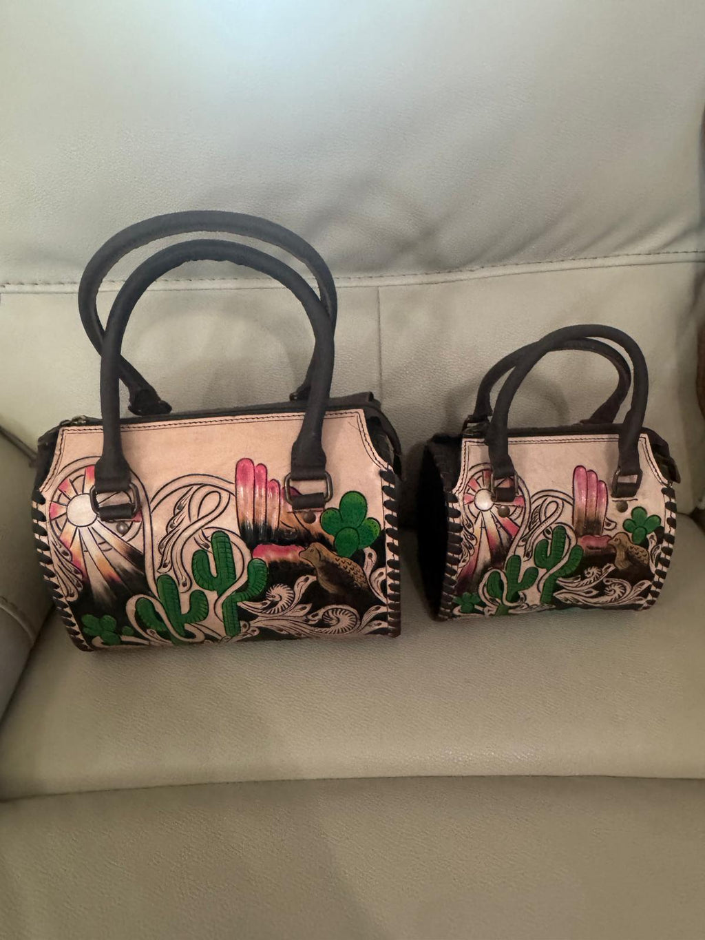 Cactus Rose Hand-Painted Western Speedy Bag