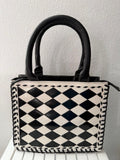 Diamond Duchess Black & White Diamond Pattern Satchel Handbag