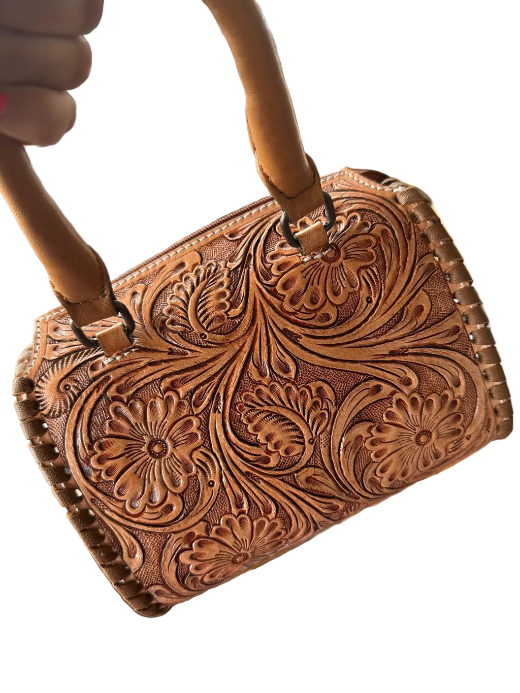 The Amarillo Rose – Hand-Tooled Leather Handbag