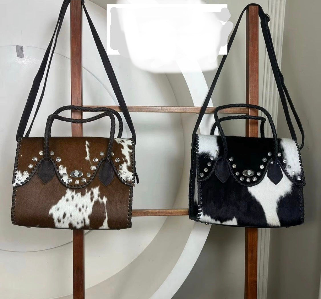 Outlaw Collection Cowhide & Whipstitched Leather Handbag