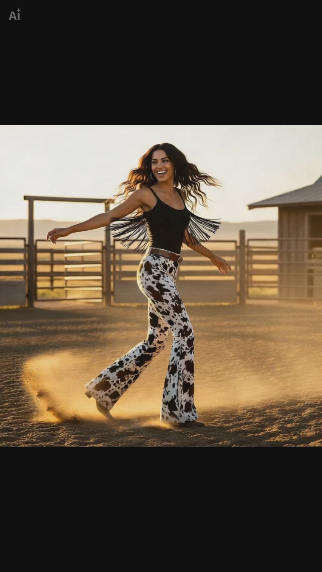 Western Cowhide Print Flare Pants – Cowgirl Boutique Statement Pants