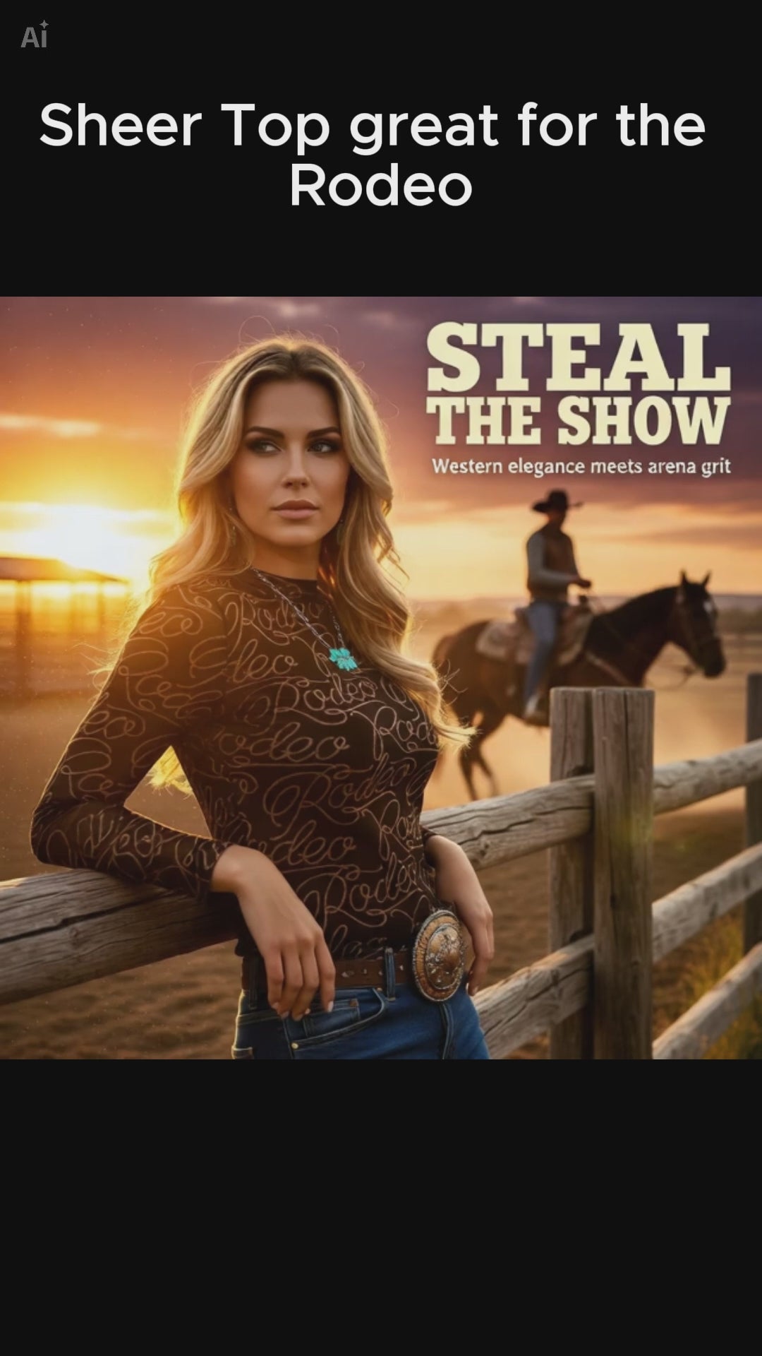 Western Rodeo Mesh Long Sleeve Top – Sheer Cowgirl Layering Shirt