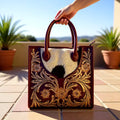 J  Rose Collection Cowhide & Floral Tooled Leather Tote Bag