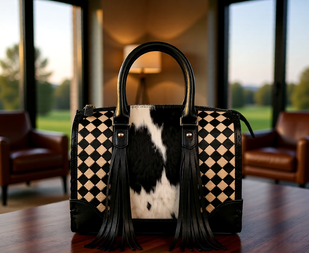 Checkmate Cowgirl Hair-On-Hide Fringe Speedy Bag