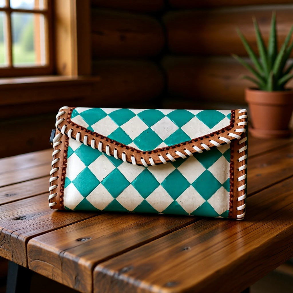 Painted Diamond Crossbody Wallet