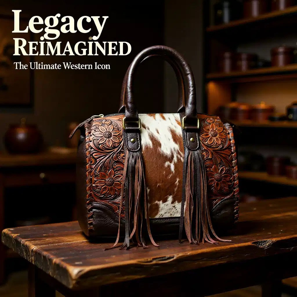 Dakota Rose Genuine Leather Hair-on-Hide Fringe Speedy Handbag