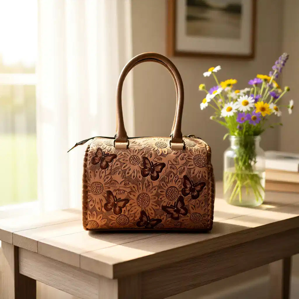 Butterfly Kisses Genuine Leather Tooled Medium Speedy Bag