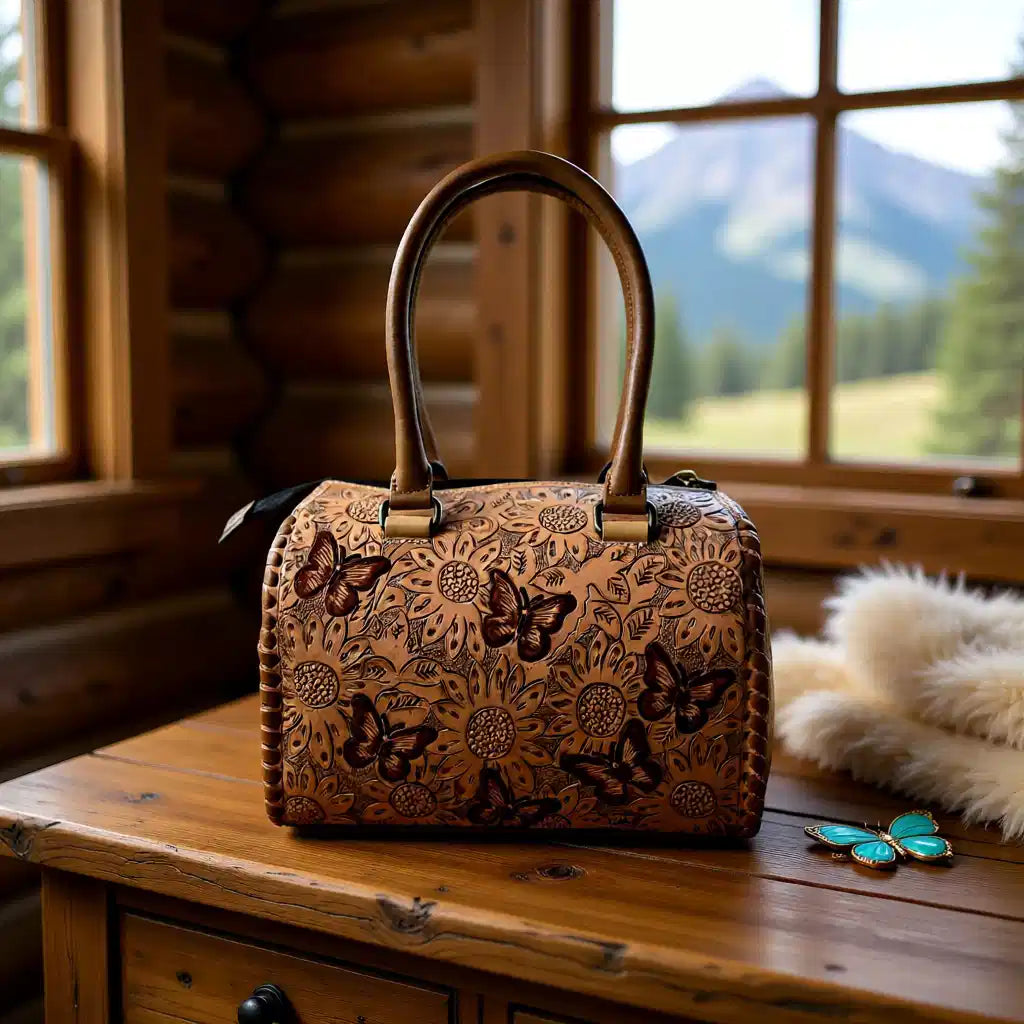 Butterfly Kisses Genuine Leather Tooled Medium Speedy Bag