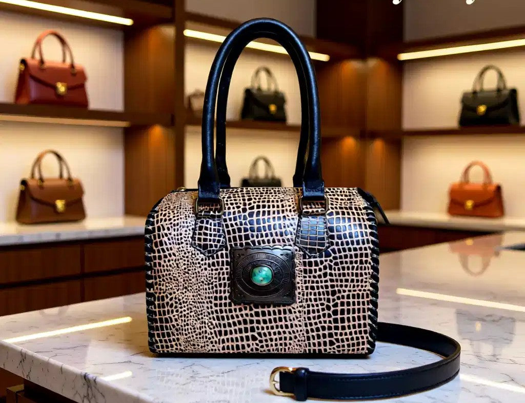 Desert Jewel Medium Speedy Handbag –Embossed Genuine Leather Women's Handbag