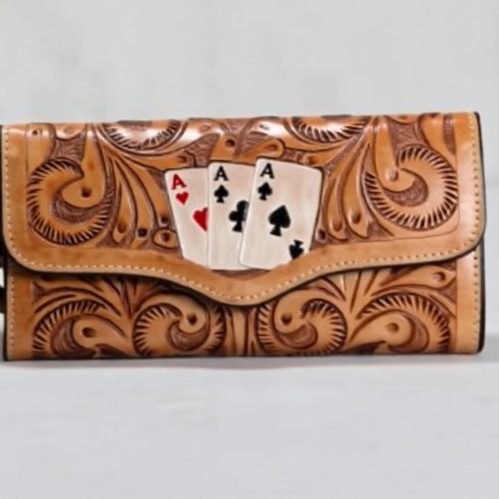 XL Tooled Wallet The Wild Aces
