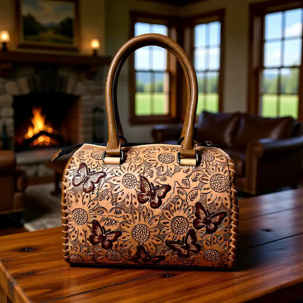 Butterfly Kisses Genuine Leather Tooled Medium Speedy Bag