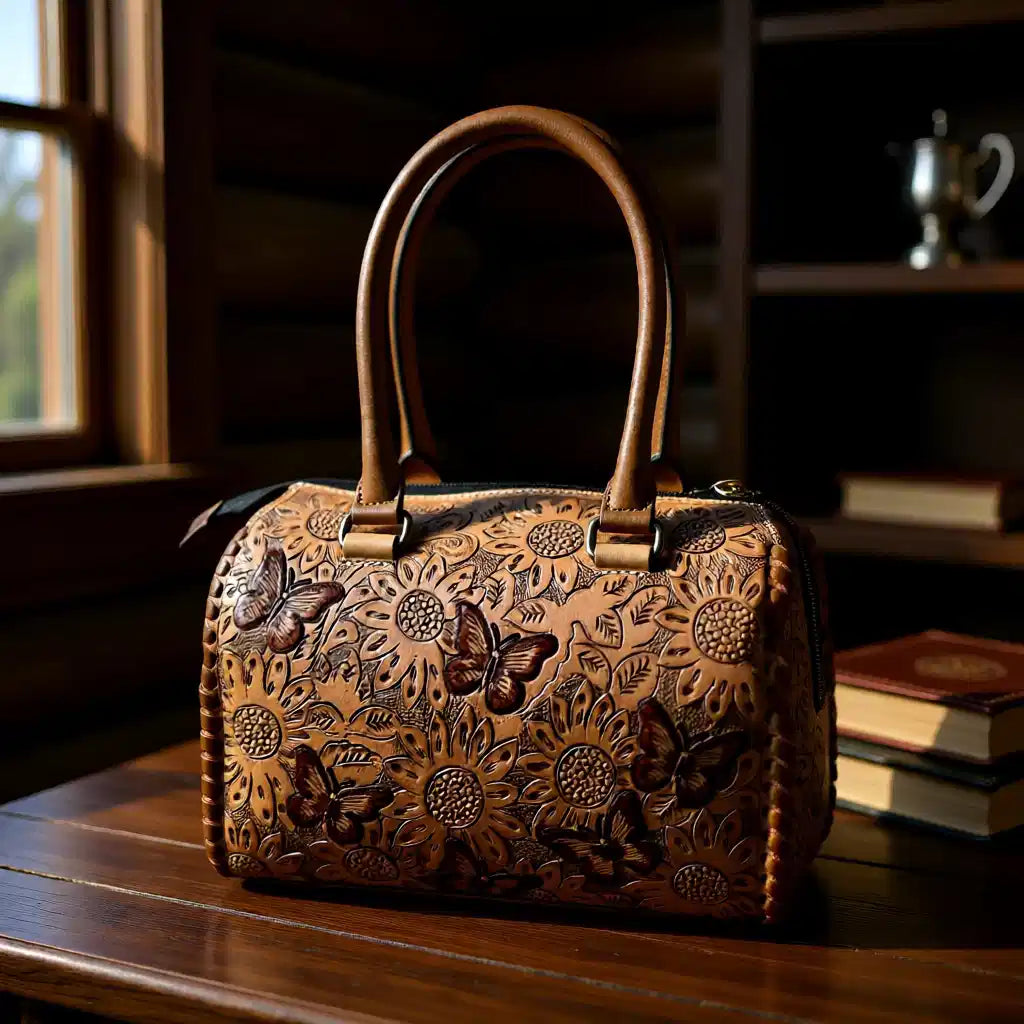 Butterfly Kisses Genuine Leather Tooled Medium Speedy Bag