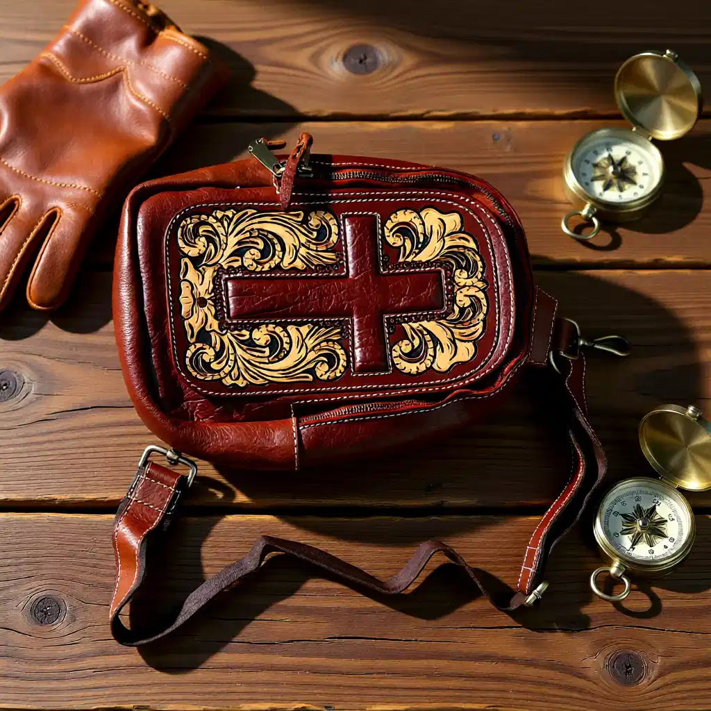 Faith & Grace Crossbody – Genuine Leather Tooled Western Crossbody Handbag