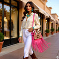 Sassy Cactus Tooled Leather Fringe Bag