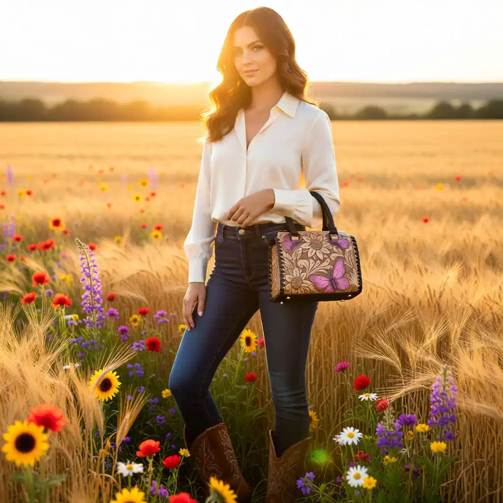 Blushing Butterfly Tooled Speedy Bag