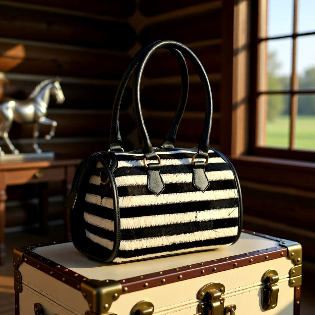 Tuxedo Trails Hair-On-Hide Medium Speedy Bag