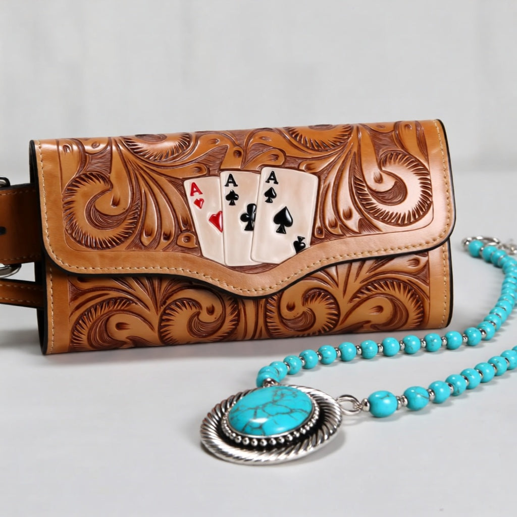 XL Tooled Wallet The Wild Aces