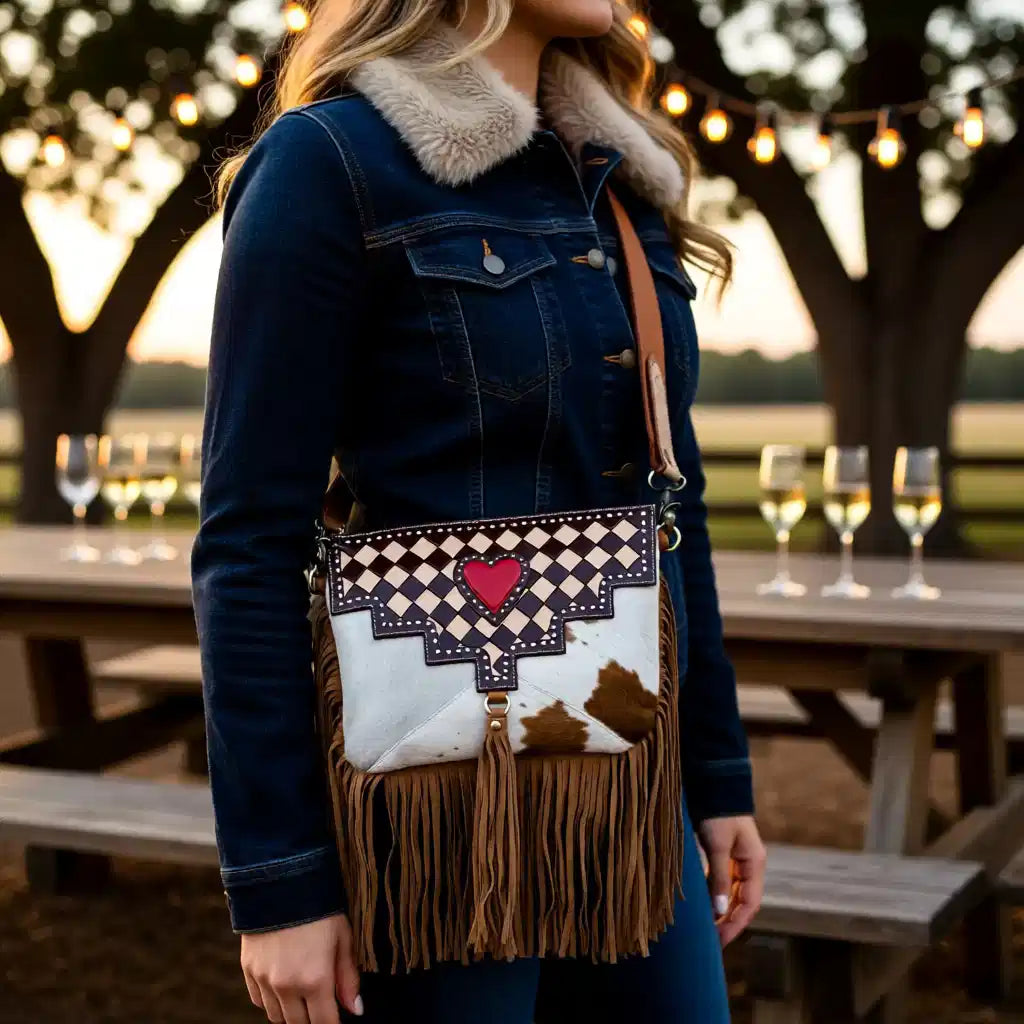 Heartbreaker Fringe Crossbody Bag – Leather & Hair-on-Hide