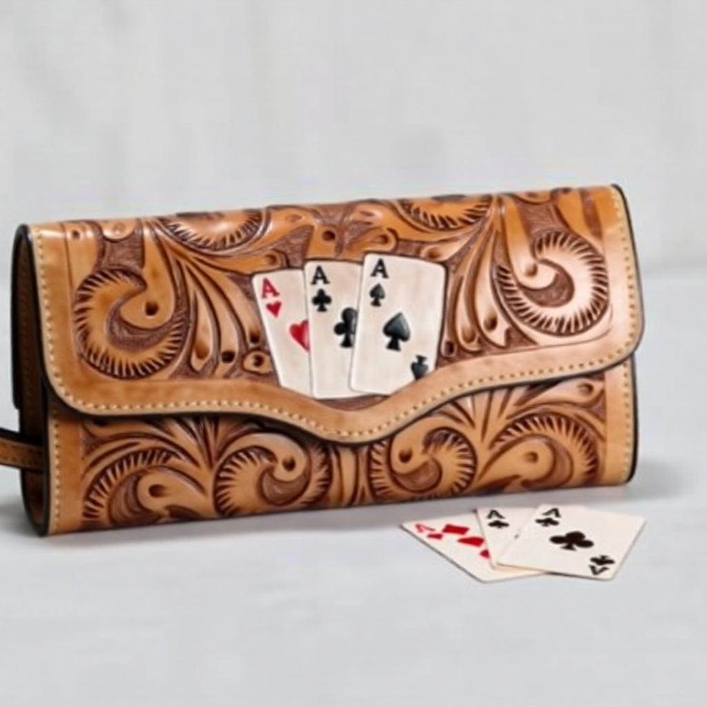 XL Tooled Wallet The Wild Aces