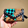 Diamond Bloom Tooled Leather Wristlet Wallet