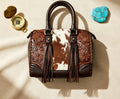 Dakota Rose Genuine Leather Hair-on-Hide Fringe Speedy Handbag