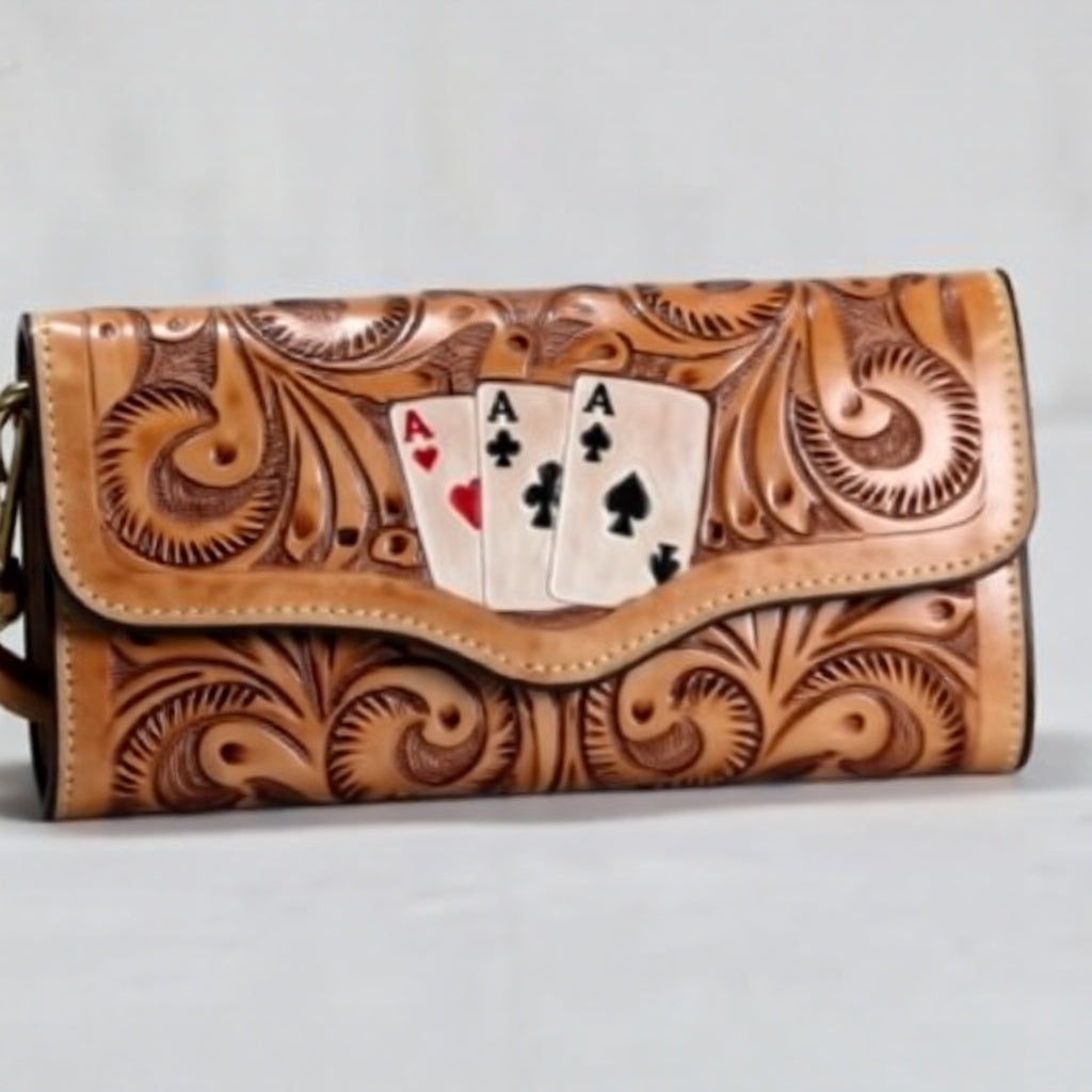 XL Tooled Wallet The Wild Aces