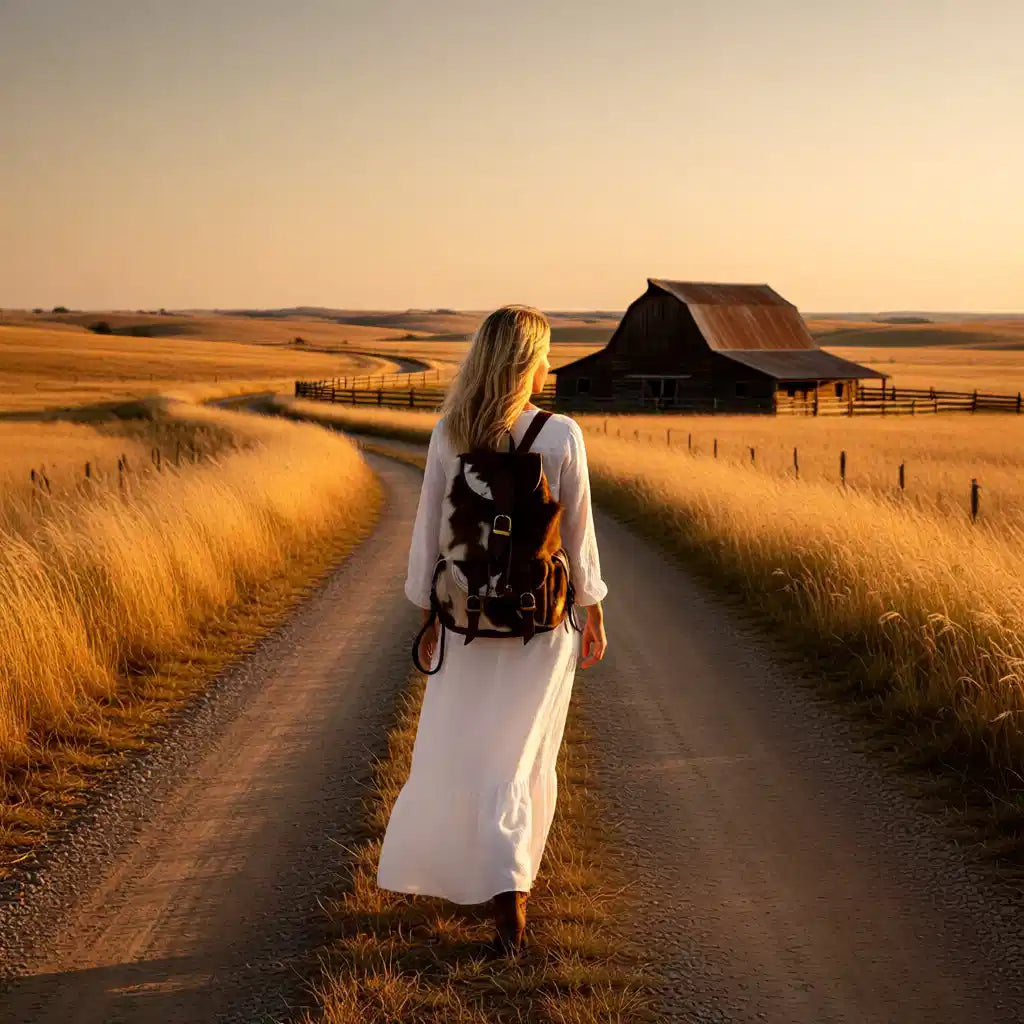 Prairie Wanderer Collection – Small Genuine Hair-on-Hide Western Backpack