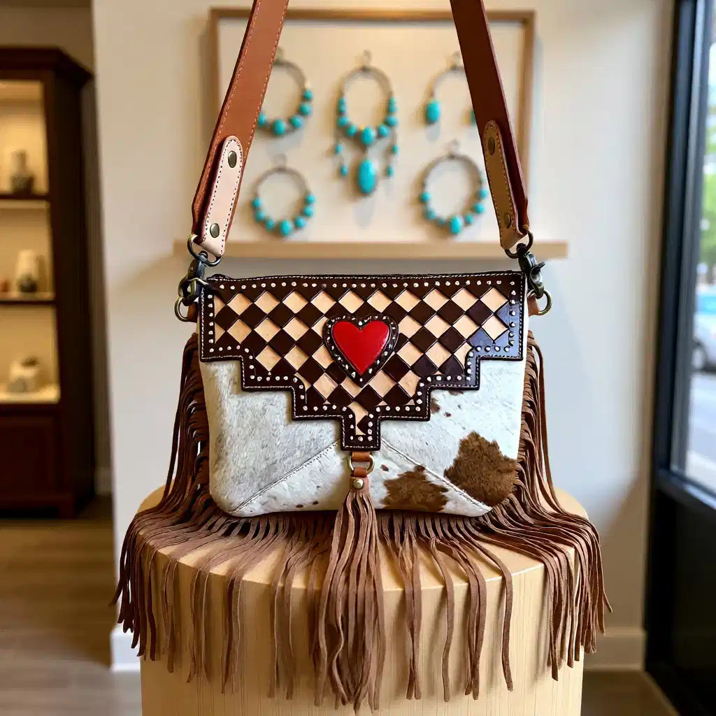 Heartbreaker Fringe Crossbody Bag – Leather & Hair-on-Hide