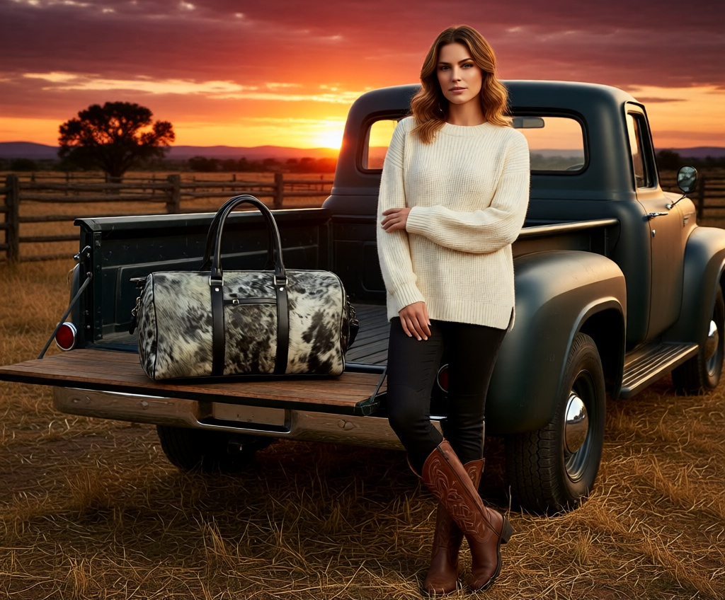 High Plains Hair-On-Hide Travel Duffle Bag