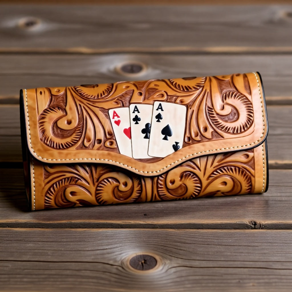 XL Tooled Wallet The Wild Aces