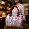 Pink Champagne Genuine Leather Tooled Mini Speedy Bag