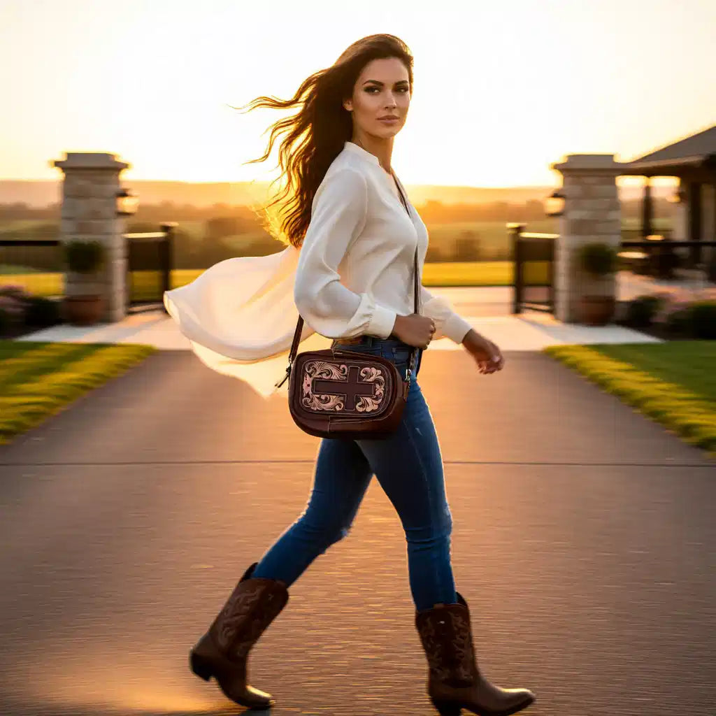 Faith & Grace Crossbody – Genuine Leather Tooled Western Crossbody Handbag