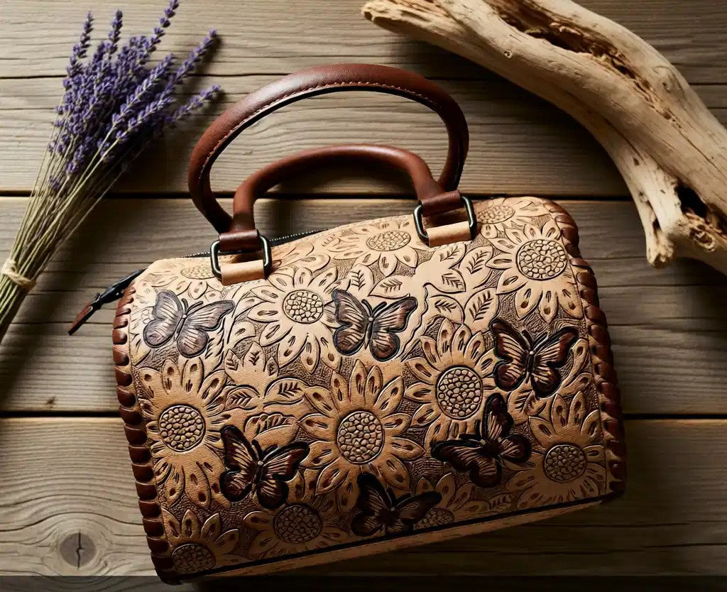 Butterfly Kisses Genuine Leather Tooled Medium Speedy Bag