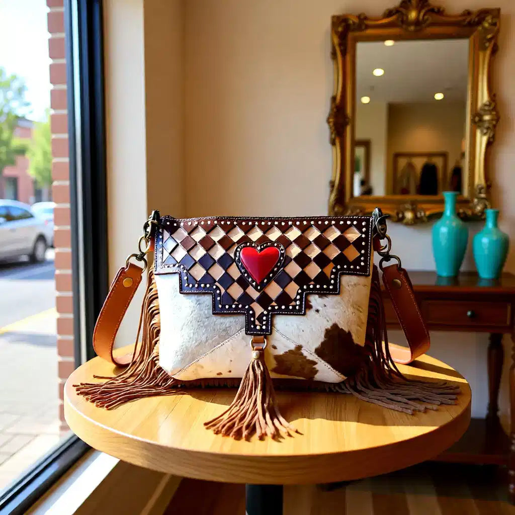 Heartbreaker Fringe Crossbody Bag – Leather & Hair-on-Hide