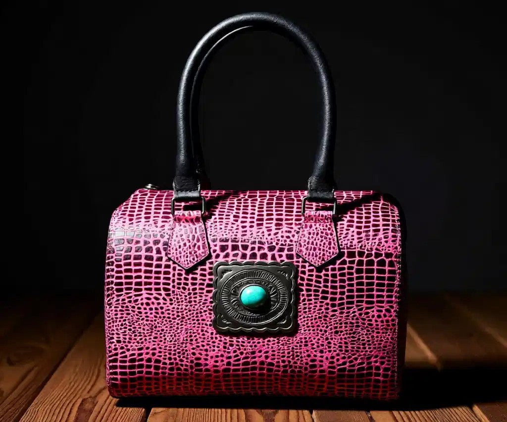 Desert Jewel Medium Speedy Handbag –Embossed Genuine Leather Women's Handbag