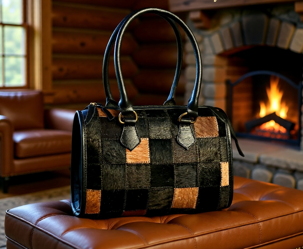 Saddle Mosaic Hair-On-Hide Medium Speedy  Women's Handbag